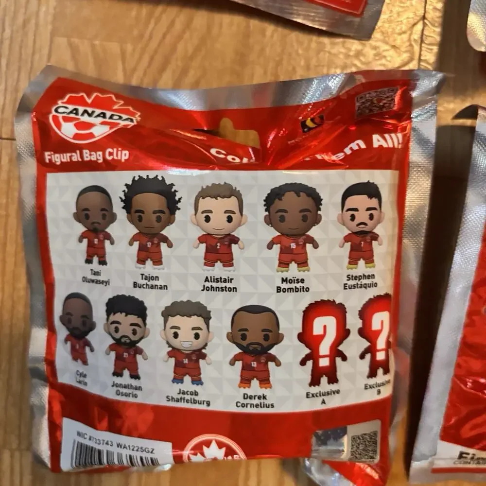 Lot of 4 Canada Soccer Mens National Team 3D Foam Figural Bag Clip Blind Bag NEW